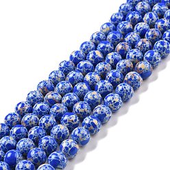 Blue Synthetic Imperial Jasper Beads Strands, Dyed, Round, Blue, 8mm, Hole: 1.2~1.4mm, about 48pcs/strand, 14.96''(38cm)