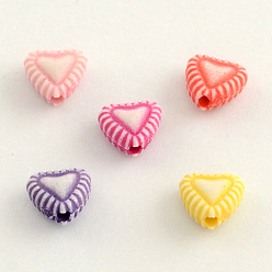 Mixed Color Craft Style Acrylic Beads, Heart, Mixed Color, 7.5x8x4mm, Hole: 2mm, about 3100pcs/500g