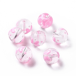 Bowknot Des billes de verre transparentes, avec l'émail, ronde, rose, bowknot motif, 11.5~12x11mm, Trou: 1.5~1.6mm