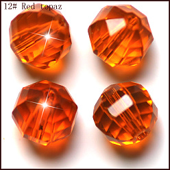 Dark Orange Imitation Austrian Crystal Beads, Grade AAA, Faceted, Round, Dark Orange, 10mm, Hole: 0.9~1mm