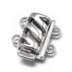 Platinum Rhodium Plated 925 Sterling Silver Box Clasps, Multi-Strand Clasps, with 925 Stamp, Rectangle, Platinum, 12x11x4.5mm, Hole: 1.2mm