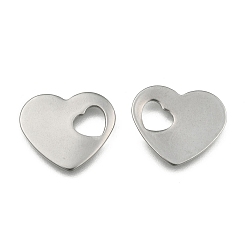 Stainless Steel Color 304 Stainless Steel Stamping Blank Tag Heart Charms Pendants, Stainless Steel Color, 15x18x1~1.5mm, Hole: 6x5mm