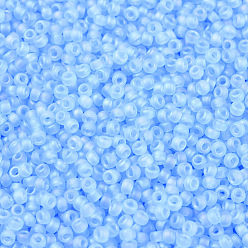 (RR148FR) Matte Transparent Aqua AB Perles rocailles miyuki rondes, perles de rocaille japonais, (rr 148 fr) aqua transparent mat ab, 11/0, 2x1.3mm, trou: 0.8 mm, sur 1100 pcs / bouteille, 10 g / bouteille