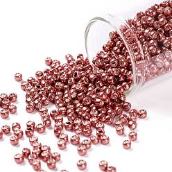 (573) Burnt Copper Metallic Toho perles de rocaille rondes, perles de rocaille japonais, (573) cuivre brûlé métallique, 8/0, 3mm, Trou: 1mm, environ1110 pcs / 50 g
