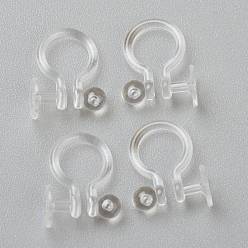 Прозрачный Пластиковые серьги с клипсами, для не проколотых ушей, прозрачные, 12x9x1.2 мм, лоток : 5 мм, 0.6 мм внутренним диаметром