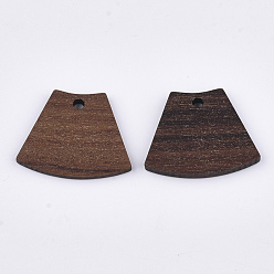 Saddle Brown Walnut Wood Pendants, Trapezoid, Saddle Brown, 18x22.5x2.5~3mm, Hole: 1.8mm