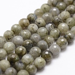 Labradorite Natural Labradorite Beads Strands, Faceted, Round, 8mm, Hole: 1mm, about 44pcs/strand, 14.9 inch~15.1 inch