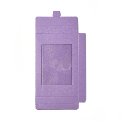 Purple Foldable Creative Kraft Paper Box, Wedding Favor Boxes, Favour Box, Paper Gift Box, with Clear Window, Rectangle, Purple, Box: 12.5x8.5x1.5cm