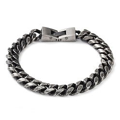 Gunmetal 304 Stainless Steel Cuban Link Chains Bracelets for Men & Women, Gunmetal, 8-1/2 inch(21.7cm)