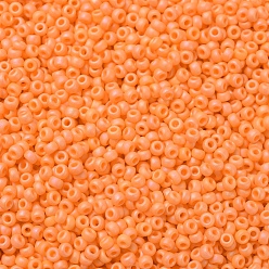 (RR405FR) Matte Opaque Tangerine AB MIYUKI Round Rocailles Beads, Japanese Seed Beads, 11/0, (RR405FR) Matte Opaque Tangerine AB, 2x1.3mm, Hole: 0.8mm, about 5500pcs/50g