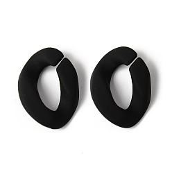 Noir Anneaux de liaison en acrylique style caoutchouté, connecteurs à liaison rapide, pour faire des chaînes, ovale, noir, 18x12x4.5mm, diamètre intérieur: 10x5 mm