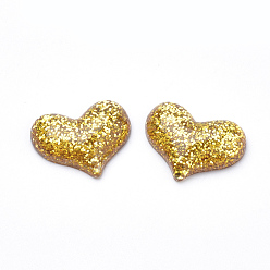 Goldenrod Resin Cabochons, with Glitter Powder, Heart, Goldenrod, 17x22x6mm