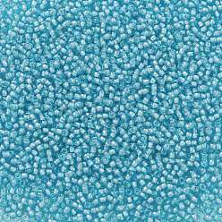 (930) Inside Color Light Aqua/White Lined Toho perles de rocaille rondes, perles de rocaille japonais, (930) intérieur couleur clair aqua / doublé blanc, 11/0, 2.2mm, Trou: 0.8mm, environ5555 pcs / 50 g