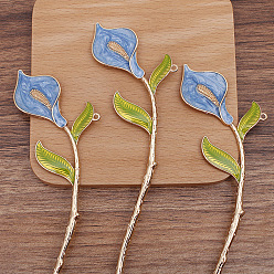 Cornflower Blue Alloy Enamel Flower Hair Sticks, with Loop, Long-Lasting Plated, Hair Accessories for Women, Cornflower Blue, 178x40mm