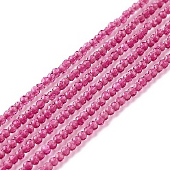 Hot Pink Transparent Glass Beads Strands, Faceted, Round, Hot Pink, 2mm, Hole: 0.6mm, about 182~201pcs/strand, 14.57~15.24 inch((37~38.7cm)