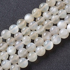 White Moonstone Natural White Moonstone Beads Strands, Round, 8~8.5mm, Hole: 1mm, about 47pcs/strand, 15.35 inch(39cm)