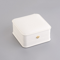 Белый Кожаный браслет браслет подарочные коробки, с позолоченной железной короной и бархатом внутри, для свадьбы, футляр для хранения ювелирных изделий, белые, 9.6x9.6x5.3 см