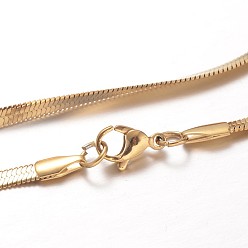 Golden 304 Stainless Steel Snake Chain Necklaces, with Lobster Claw Clasps, Golden, 17.7 inch(45cm), 2.6x0.4mm