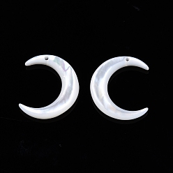 White Shell Natural Freshwater Shell Charms, Moon, 13x15x3.5mm, Hole: 0.8mm