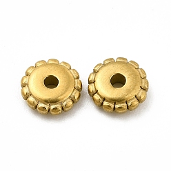 Golden 304 Stainless Steel Disc Beads, Flower, Golden, 6x2mm, Hole: 1.2mm