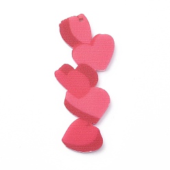 Heart Acrylic Pendants, Valentine's Day Theme Charm, Heart Pattern, 49.5x20x2mm, Hole: 1.6mm
