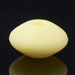 Светло-желтый Пищевые экологически чистые силиконовые бусины, жевательные бусины для чайников, DIY уход за ожерельем, рондель, светло-желтый, 12x6~7 мм, отверстие : 2 мм