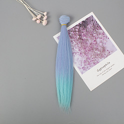 Aciano Azul Peluca de muñeca de peinado largo y recto de fibra de alta temperatura, para diy girl bjd makings accesorios, azul aciano, 25~30 cm