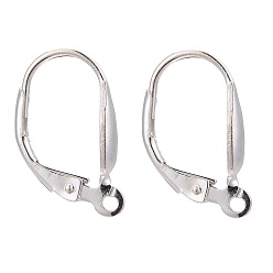Silver 925 Sterling Silver Leverback Hoop Earring Findings, Silver, 17x9x3mm, Hole: 1mm