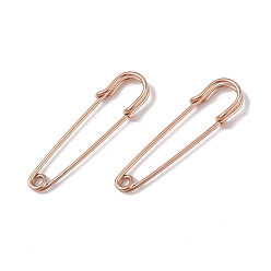 Rose Gold Ion Plating(IP) 304 Stainless Steel Safety Pins Brooch Findings, Kilt Pins for Lapel Pin Making, Rose Gold, 50.5x14x5.5mm