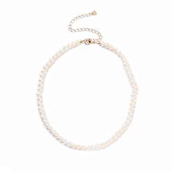Humo Blanco Grado un collar de cuentas de perlas naturales para mujer, whitesmoke, 14.96 pulgada (38 cm)