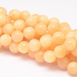 Yellow Jade Natural Yellow Jade Beads Strands, Round, 10mm, Hole: 1mm, about 41pcs/strand, 15.94 inch