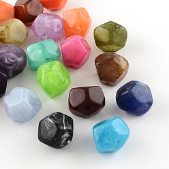 Couleur Mélangete Perles acryliques de pierres fines d'imitation, couleur mixte, 20x22x21mm, trou: 3 mm, environ 89 pcs / 500 g