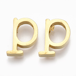 Letter P 304 Stainless Steel Pendants, Golden, Letter, Letter.P, 12x9x3mm, Hole: 1.8mm