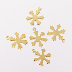 Golden 201 Stainless Steel Pendants, Snowflake, Golden, 19.5x14.5x0.8mm, Hole: 1.2mm