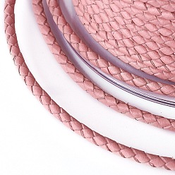 Pink Cordon de vache tressé, cordon de bijoux en cuir , bricolage bijoux matériau de fabrication, rose, 3mm, environ 10.93 yards (10m)/rouleau