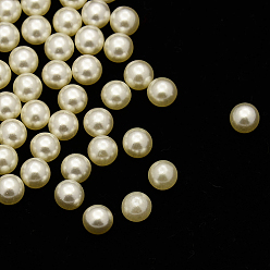 Beige NO Hole ABS Plastic Imitation Pearl Round Beads, Dyed, Beige, 1.5mm, about 10000pcs/bag