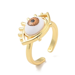 Перу Акриловое кольцо-манжета с конским глазом, настоящие позолоченные украшения из латуни для женщин, без кадмия и без свинца, Перу, размер США 18 (7 мм)