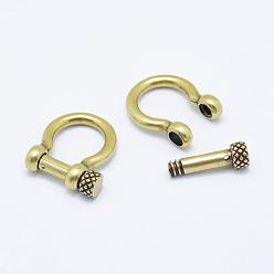 Antique Bronze Brass D-Ring Anchor Shackle Clasps, Cadmium Free & Nickel Free & Lead Free, Antique Bronze, 18x21x6mm, Hole: 11x13mm