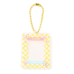 Yellow Acrylic Photocard Sleeve Keychain, with Iorn Ball Chains, Rectangle, Yellow, 104mm, Hole: 3mm