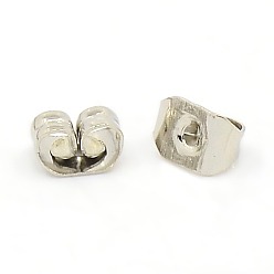 Platinum Iron Ear Nuts, Friction Earring Backs for Stud Earrings, Nickel Free, Platinum Color, 5x4x3mm, Hole: 0.7~1.0mm