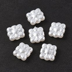 White ABS Plastic Imitation Pearl Beads, Square, White, 9.5x10.5x3.5mm, Hole: 1.6mm, about 2100pcs/500g