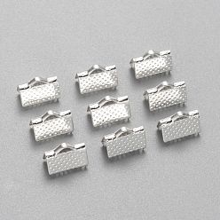 Plata Cinta de hierro engarzado extremos, el color plateado de plata, sobre 7 mm de largo, 10 mm de ancho, agujero: 2 mm