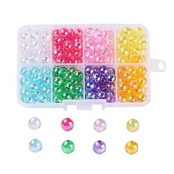 Mixed Color 8 Colors Eco-Friendly Transparent Acrylic Beads, AB Color, Round, Mixed Color, 8mm, Hole: 1.5mm, 8colors, about 24pcs/color, 192pcs/box