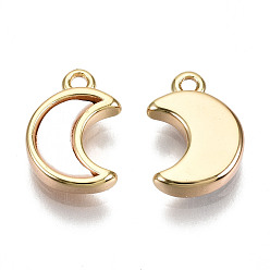 Real 18K Gold Plated Natural Sea Shell Charms, with Brass Loops, Nickel Free, Moon, Real 18K Gold Plated, 10x7x2mm, Hole: 1mm