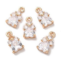 Crystal K9 Glass Charms, with Light Gold Tone Brass Findings and Rhinestone, Heart Charms, Crystal, 13x7x4mm, Hole: 1.2mm