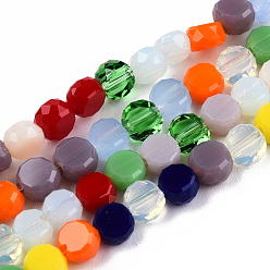 Colorido Abalorios de vidrio, facetados, plano y redondo, colorido, 4x2.5 mm, agujero: 1 mm, sobre 150 unidades / cadena, 22.24 pulgada (56.5 cm)
