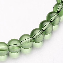 Light Green Glass Round Bead Strands, Light Green, 6mm, Hole: 1mm, about 50pcs/strand, 11 inch