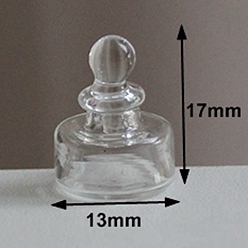 Ronde Petite bouteille en verre, pour les accessoires de maison de poupée faisant semblant de décorations d'accessoires, clair, motif rond, 13.5x17~19.5mm