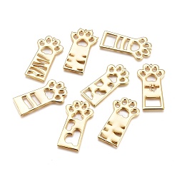 Light Gold Alloy Open Back Bezel Pendants, for DIY UV Resin, Epoxy Resin Jewelry Making, Cat Paw, Cadmium Free & Lead Free, Light Gold, 45x24x2mm, Hole: 1.5mm, about 8pcs/bag