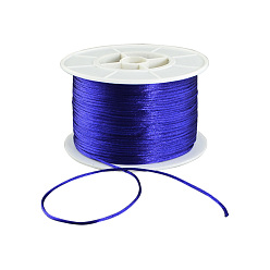 Bleu Foncé Fil de nylon ronde, corde de satin de rattail, pour création de noeud chinois, bleu foncé, 1mm, 100 yards / rouleau